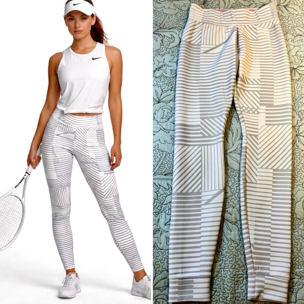 Nike Court GX Flatliner Print Tennis Pickleball Leggings White Gray Size S💛
